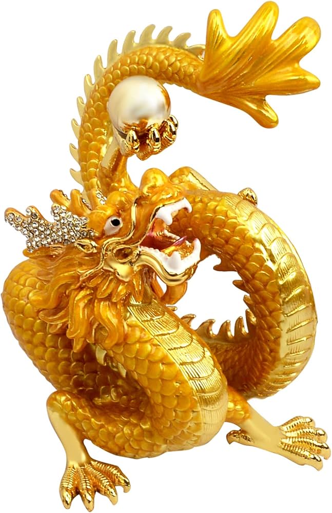 Amazon.co.jp: 風水昇る黄金の龍が真珠を握る縁起の良い装飾