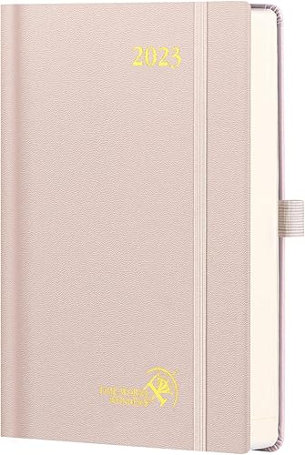 POPRUN Agenda diaria 2023 una página al día agenda 2023 libro de citas por hora con bolsillo páginas de notas y contactos tapa dura 55 x 85 pulgadas