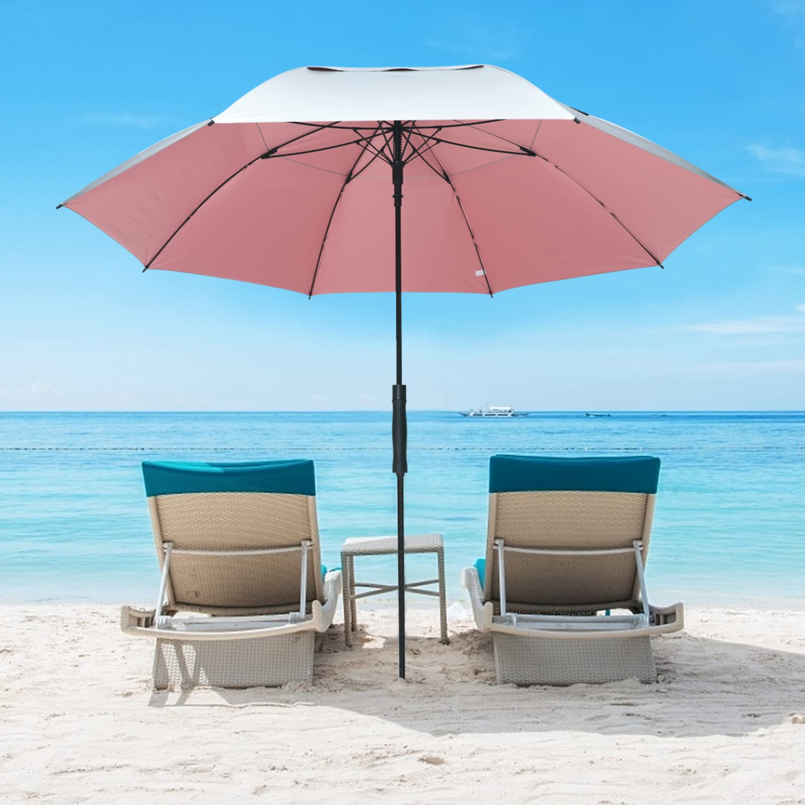 G4Free 68 Pouces Grand Parapluie de Golf Parapluie de Plage Ouverture Automatique Double Canopée Coupe-vent Anti UV pour Hommes Femmes