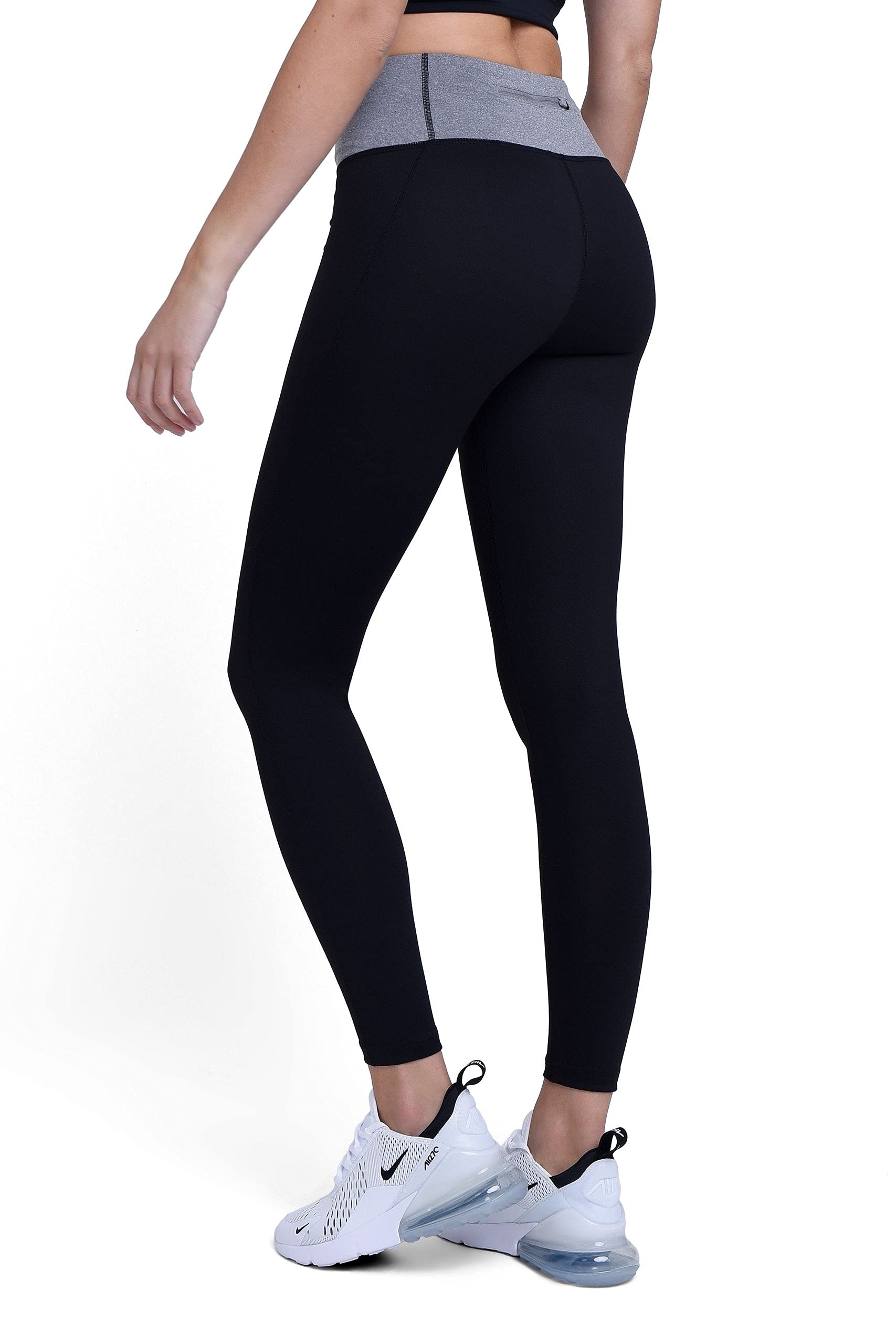 Tca Women's Black/Marl Grey Pro Performance Supreme High Waisted Yoga Running Leggings - /Grey Marl, L