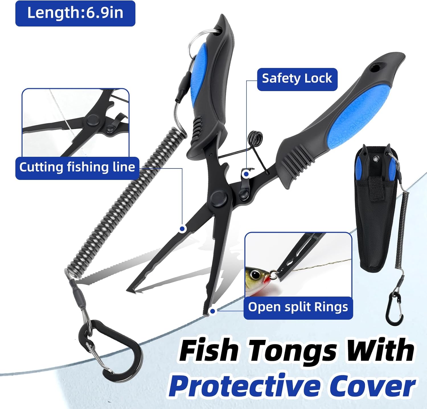 RAWILL Fishing Kit,Fishing Pliers with Lanyard,Fillet Knife,Fish Lip Gripper,Hook Remover, Scissors with Bungee Cords,As A Gift for Anglers