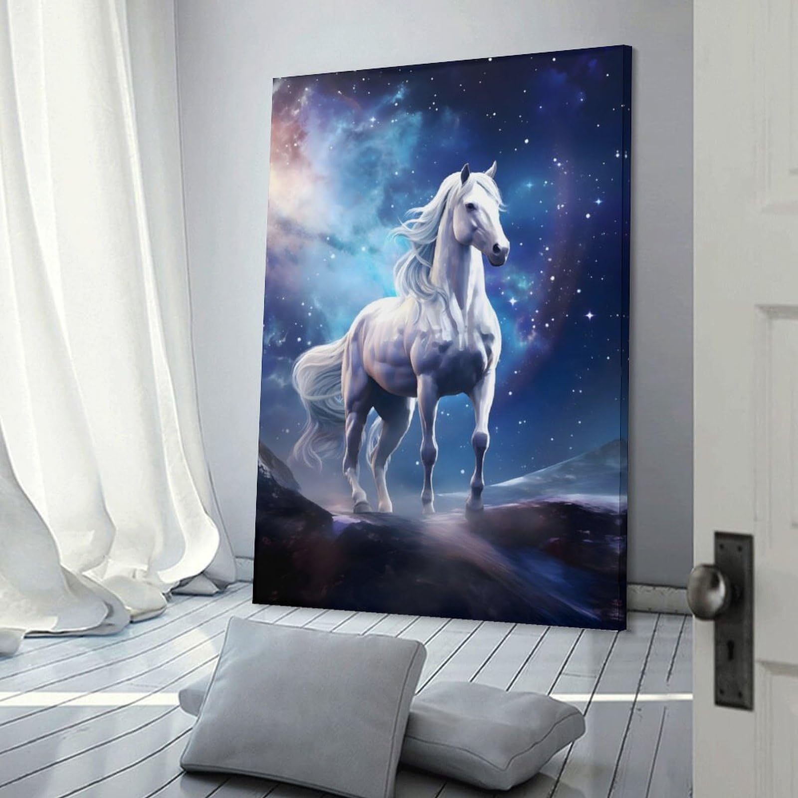 Junmoney Canvas Wall Decor Space Horse, 20x30inch(50x75cm), for Flats, Guest Rooms Or Compact Rooms, Wall Decor with Flexible Room Appeal