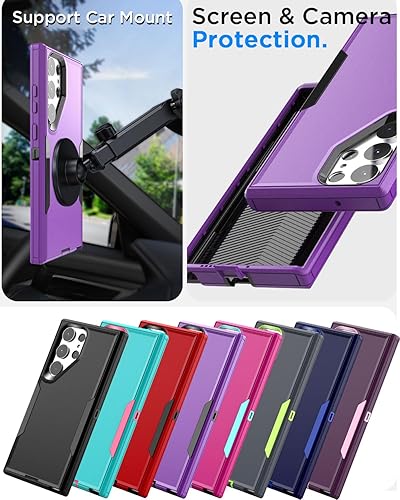 Miniatura 2 de AICase Funda magnética para Samsung Galaxy S23 Ultra, soporte magnético para automóvil, resistente de 2 capas, resistente a los bolsillos,