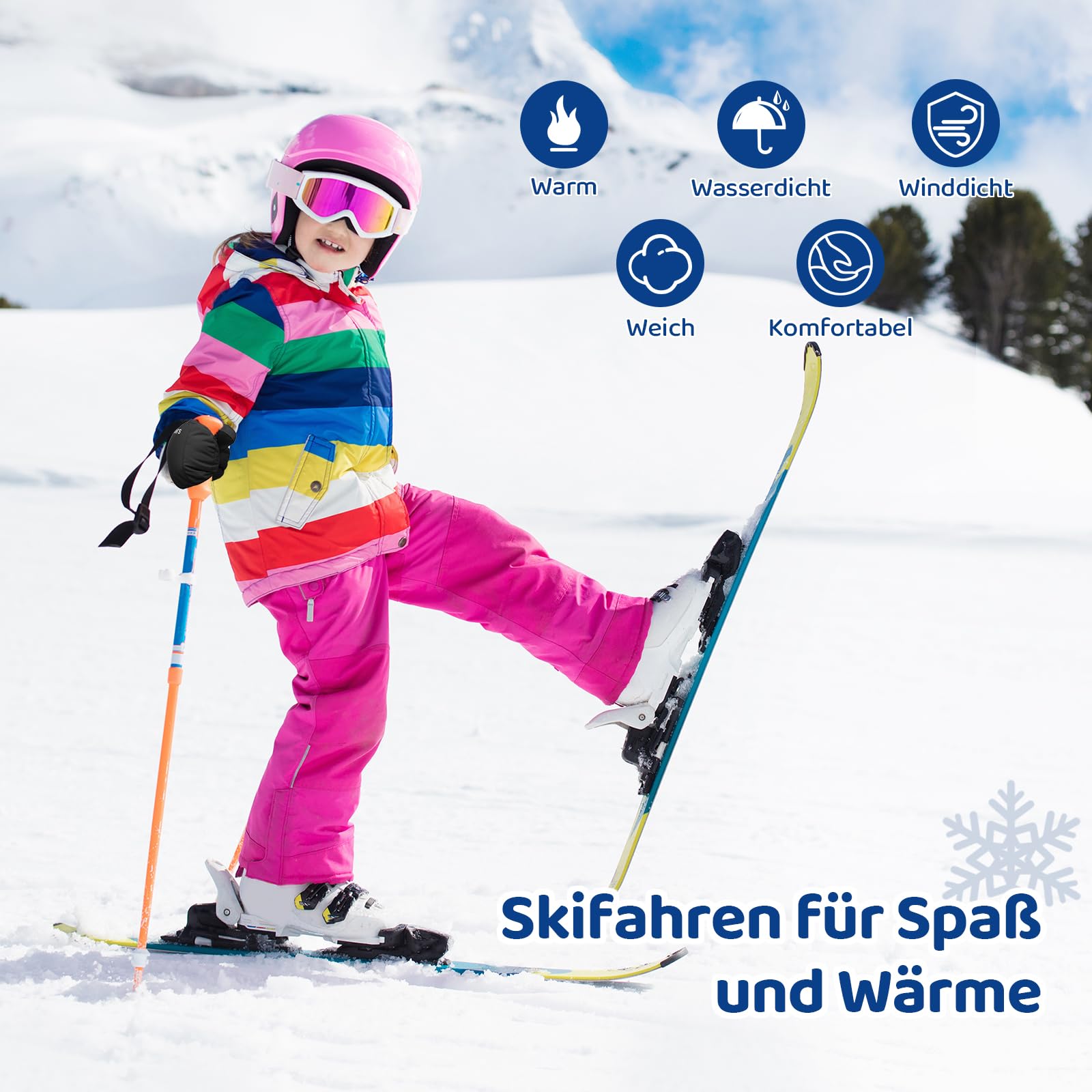Enfants Gants de Ski Gants d'hiver imperméables et Coupe-Vent Gants de Sport Chauds Gants de Snowboard pour Sports de Plein air en Hiver Gants de vélo Gants Chauds pour 2-7 Ans
