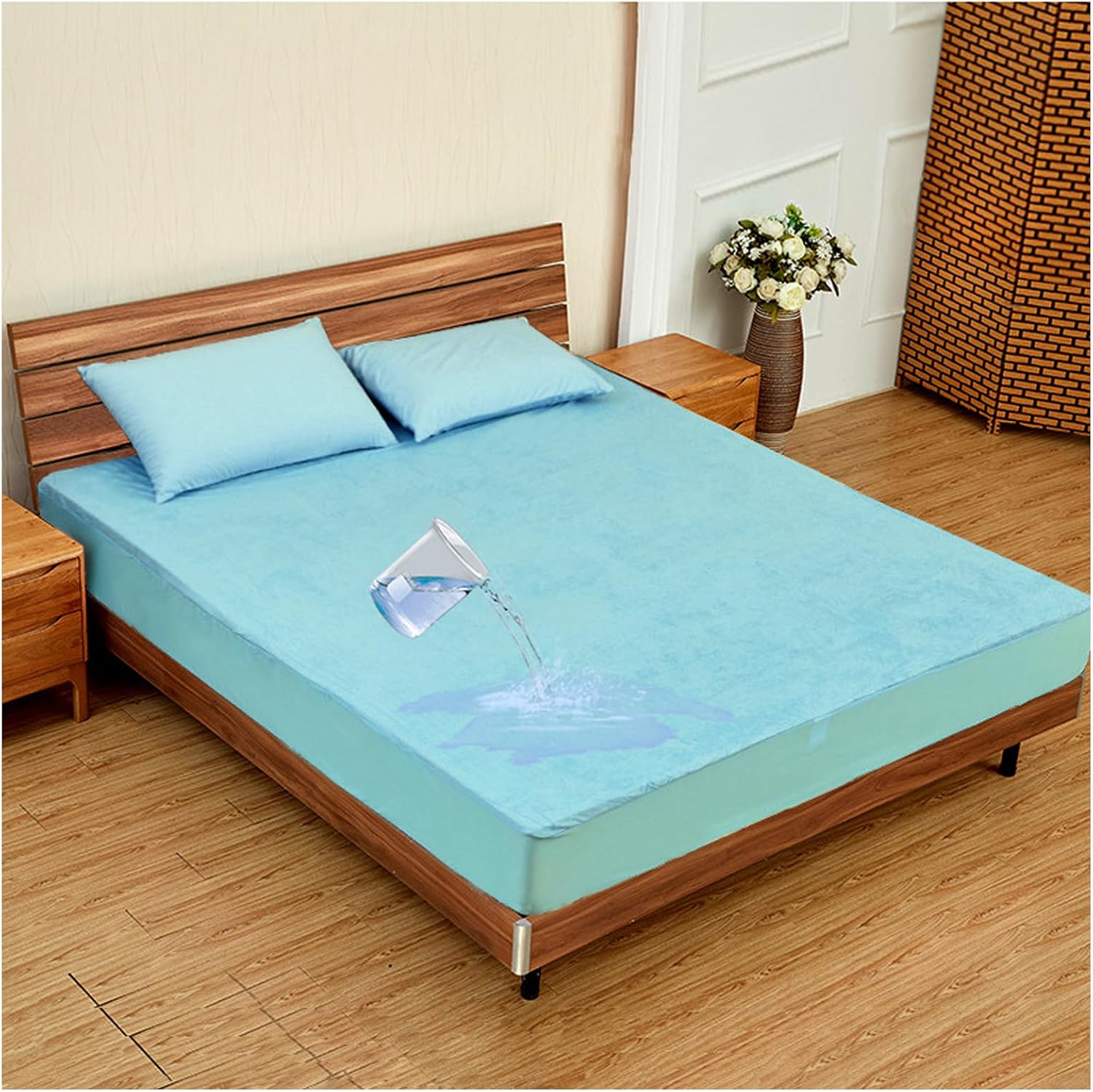Breathable Mattress Encasements,waterproof Mattress Cover,360° All-inclusive Matress Protector,Comfortable Full Mattress Protector,for Babies, Pet Lovers, Seniors,etc(Size:35x79in,Color:Creamy yellow)