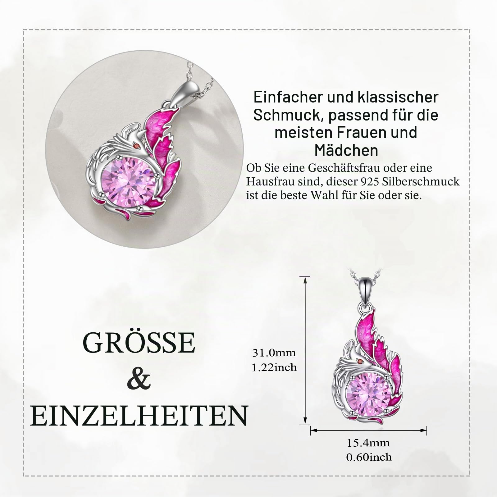 YAFEINI Skorpion/Fuchs Kette für Damen 925 Sterling Silber Tier Anhänger Halskette Kristall Tier Schmuck Muttertag Geschenk für Frauen und Mädchen