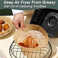 Vista 4 de 100PCS-6.9" Freidora de aire desechables Forros de papel redondo Tazón, papel pergamino desechable para freidora de aire