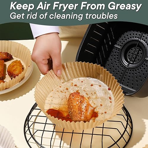 Miniatura 4 de Cuenco redondo de papel desechable para freidora de aire, 100 unidades de papel pergamino desechable de 6.3 pulgadas para freidora de aire