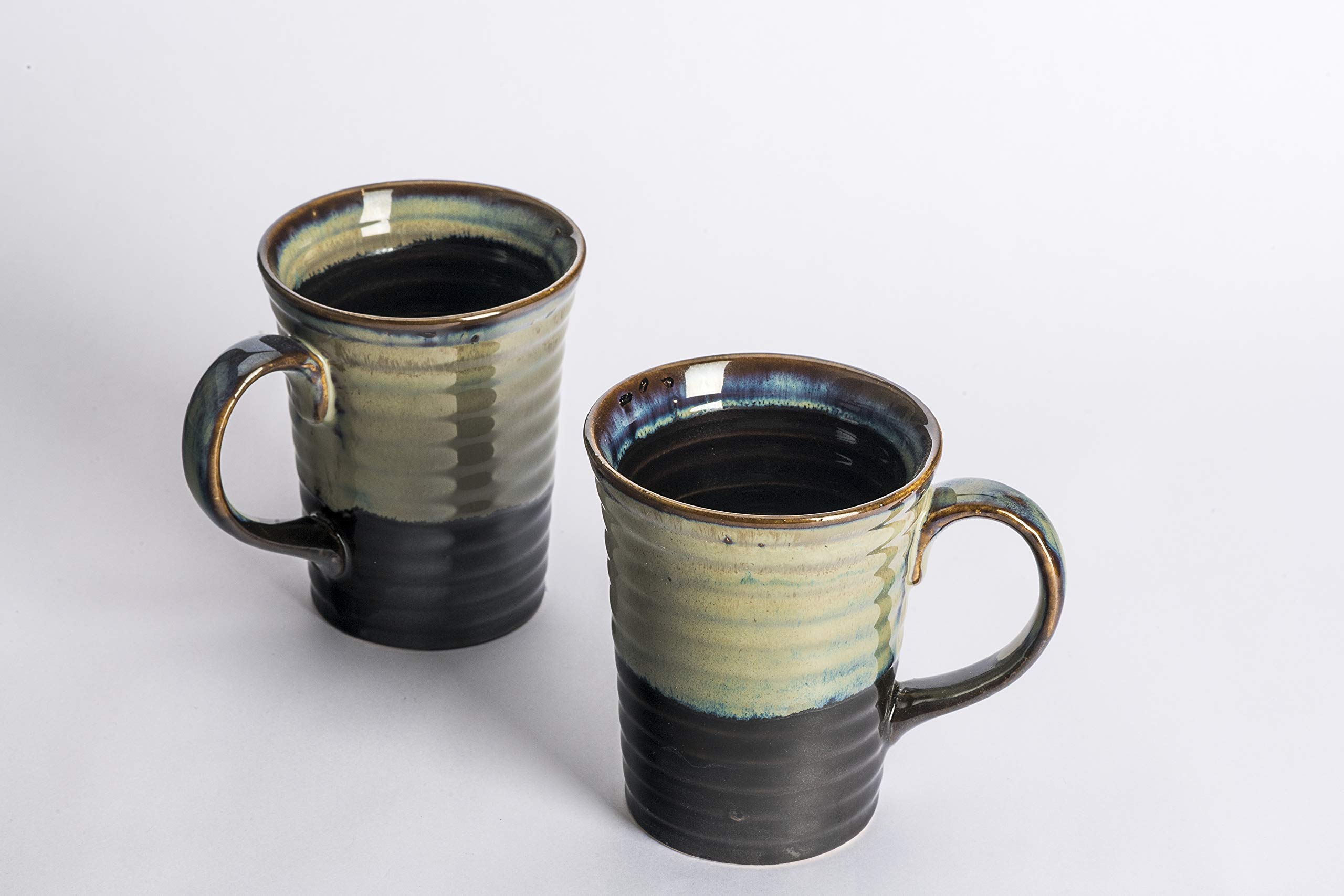 miah decor Mdcf-49 Ceramic Handcrafted Studio Pottery Mugs, Set of 2, Multi-Color