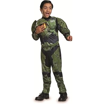 Disguise Master Chief Official Halo Costume & Headpiece Child Size Medium 7-8