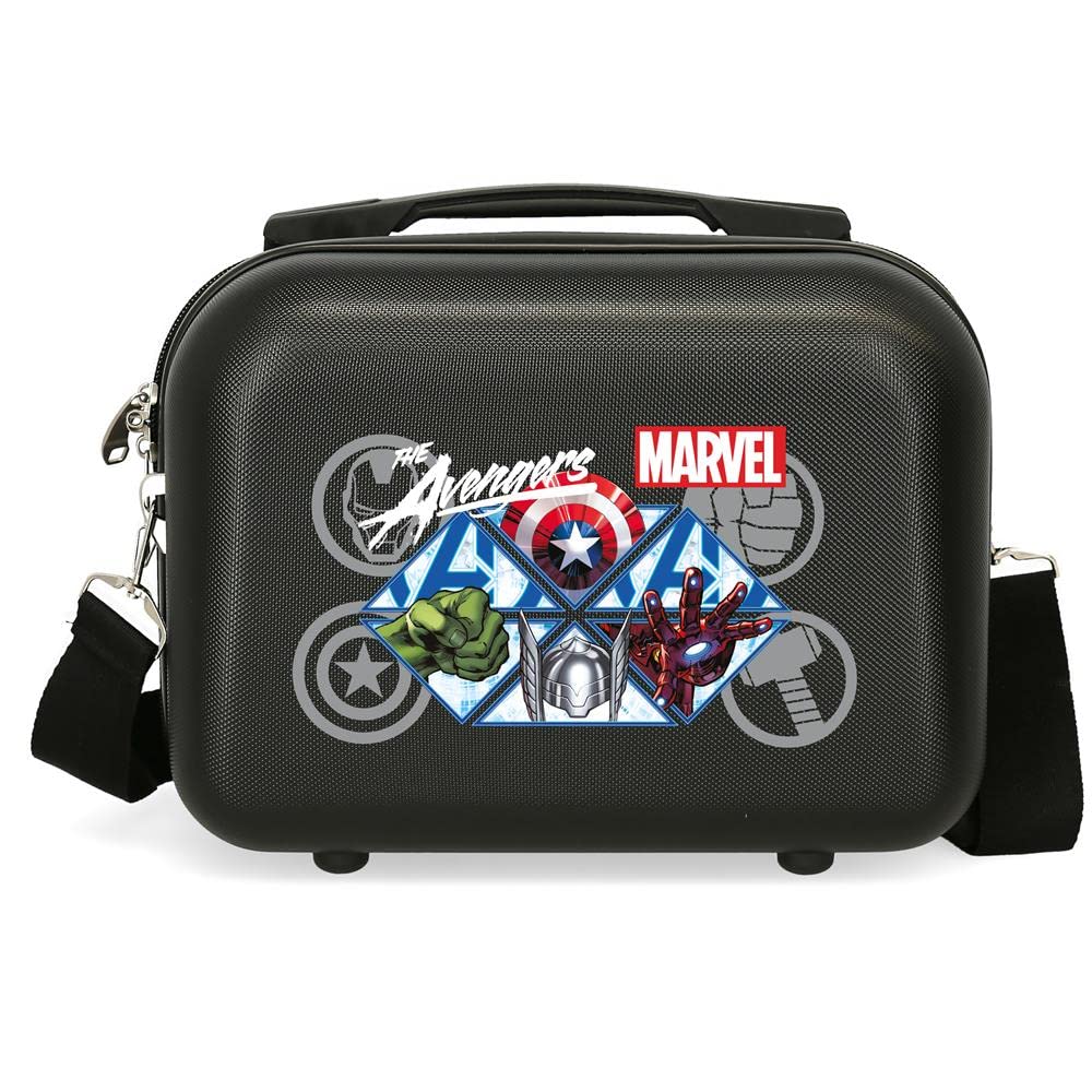Marvel Avengers Los Vengadores Heroes Neceser Adaptable con Bandolera Negro 29x21x15 cms Rígido ABS 9,14L 0,84 kgs