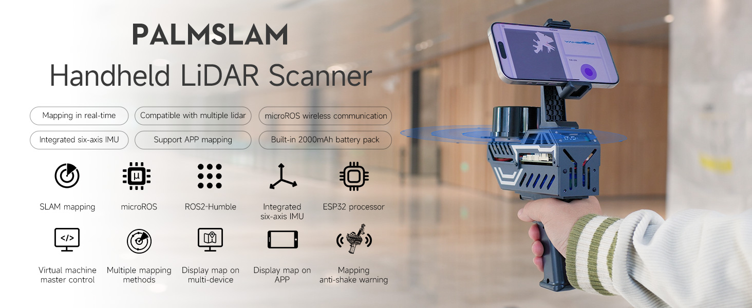 Amazon.com: Yahboom Handheld Mapping Navigation Scanning Lidar TOF