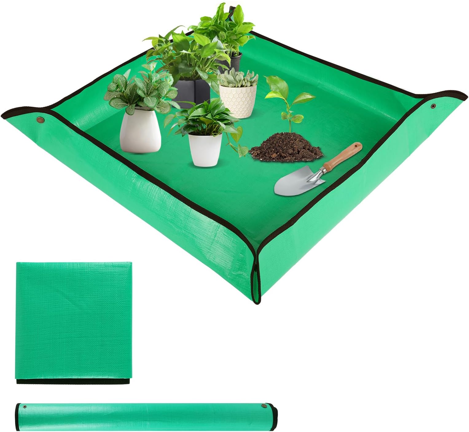 LCHUANGRepotting Mat for Indoor Plant Transplanting - 26'' x 26'' Planting Mat Soil Mess Control, Portable Succulent Planting Potting Tray Waterproof Gardening Mat (Pale Green)