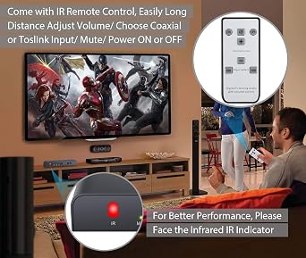 Neoteck 192kHz Digital to Analog Audio Converter with IR Remote Control, DAC Converter Digital Coaxial Toslink Optical to Analog Stereo L/R RCA 3.5mm Audio Adapter Support Volume Control/Mute/Power