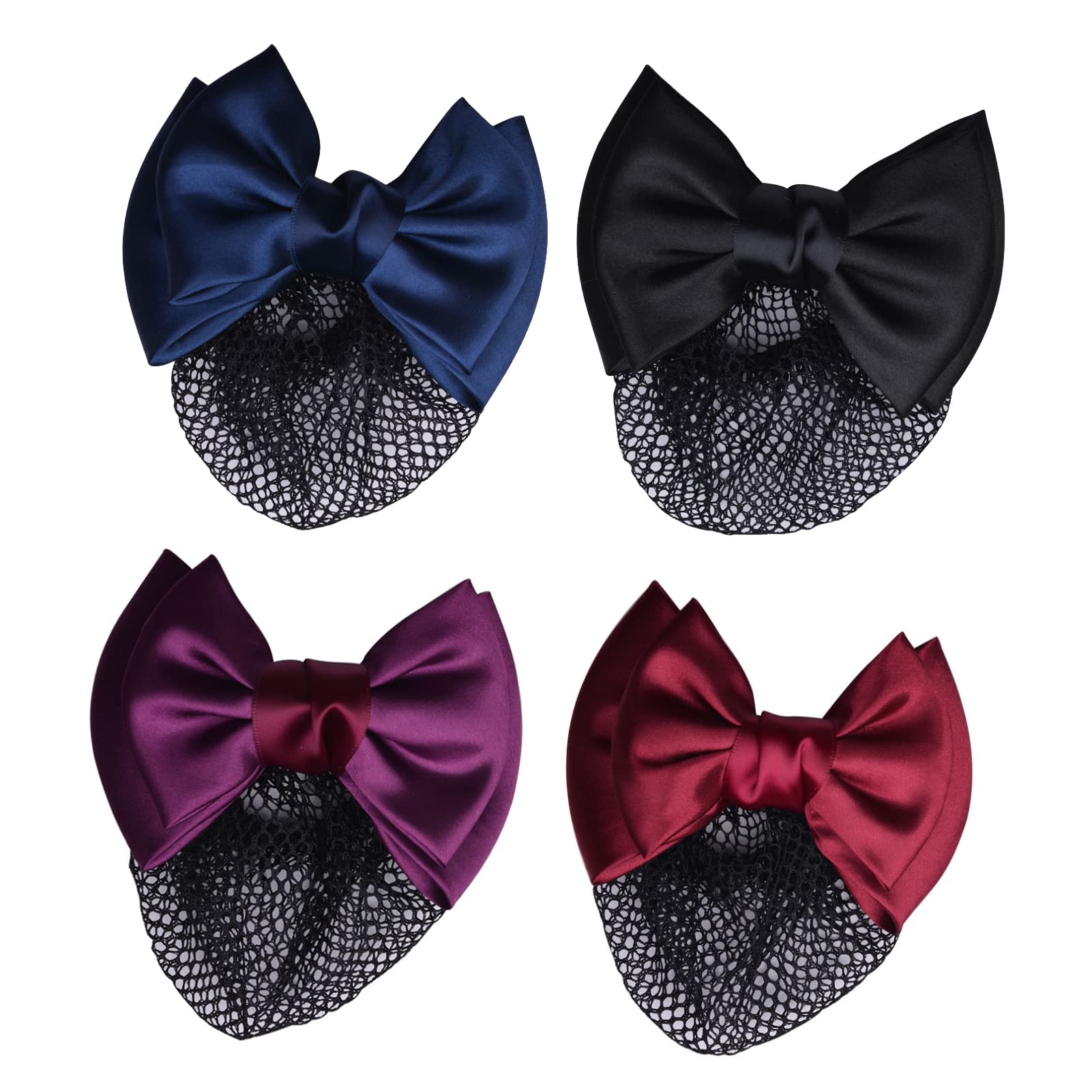 DAYONG Hair Bun Cover Hair Net,4Pcs Professional Hair Bun Net Hair Clip,Hair Net Barrettes For Ballerina,Dancer,Waitress,Gymnast,Everyday Hair Styling (Style 1)