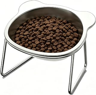 Elevated Cat Bowl, 5.9" Wide for Cats and Small Dogs,15° Tilted