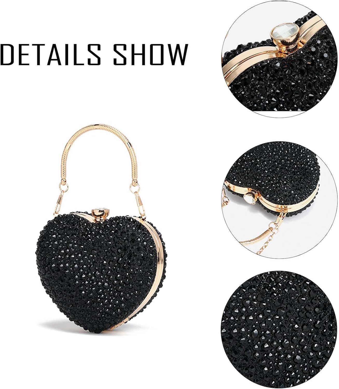 Heart Shape Clutch Purse for Women Rhinestone Evening Bags Mini Love Heart Crystal Wedding Party Handbag - Image 5
