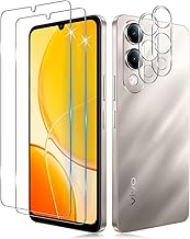 Funrae 2 Pieces Screen Protector for VIVO Y29s/VIVO Y04 4G with 2 Pieces Camera Lens Protector, 0.33 mm HD 9H Ultra Resistant Tempered Glass Tempered Glass
