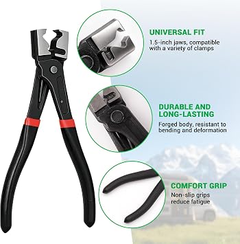 Automotive Electrical Disconnect Pliers Kit, Fuel Line Removal Tool, Auto Repair Plier, Hose Clamp Pliers with 8 Pcs Terminal Removal Tools (Black)