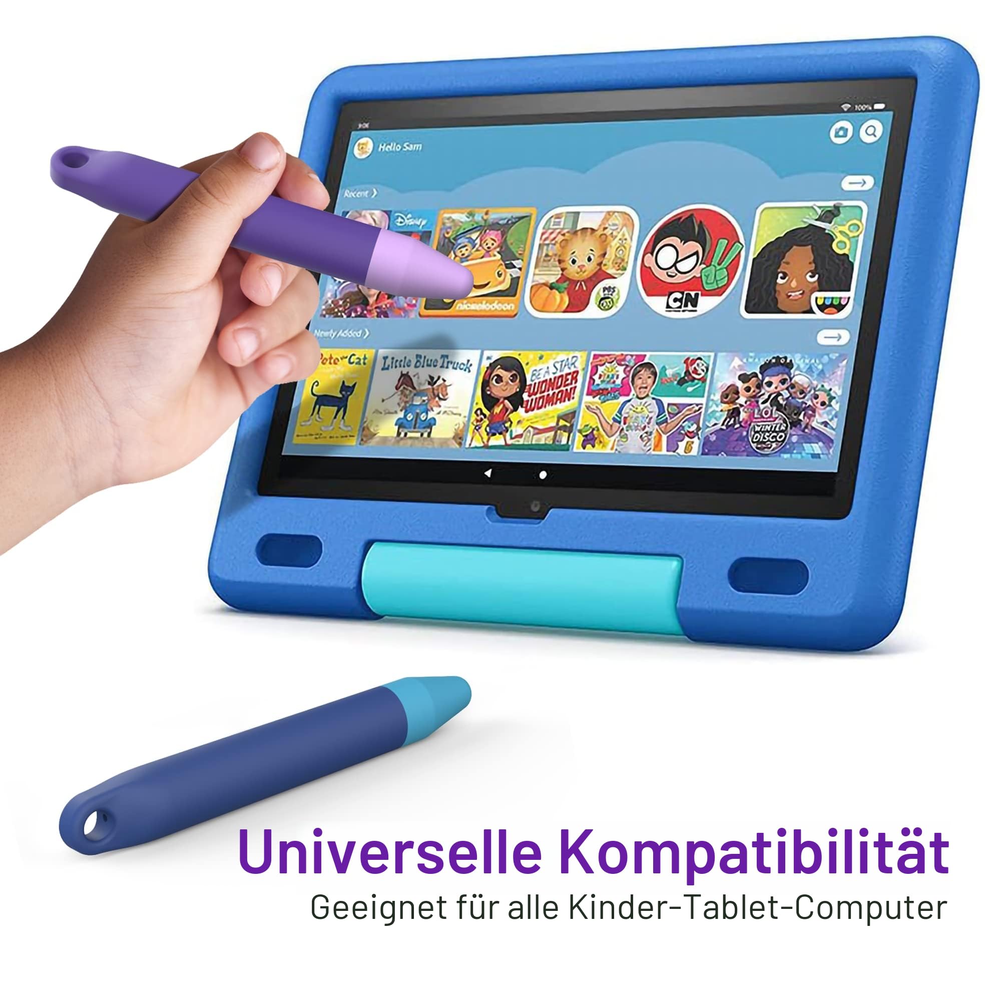 Kinderfreundliche Stylus-Stifte für Touchscreens, 2 Stück, Violett-Blauer Eingabestift, Universeller Kapazitiver Stift, Kompatibel Mit Kindle, iPad, iPhone