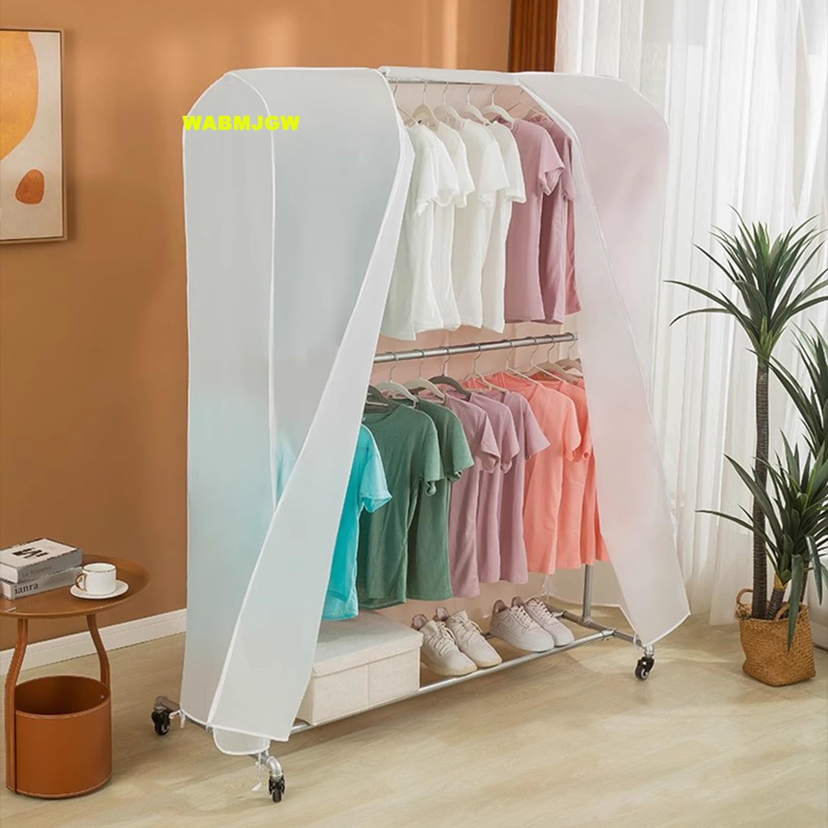 Transparente Kleiderstangenabdeckung 1,20–2 m, Kleiderständerabdeckung mit robustem Doppelreißverschluss, große, freistehende Schutzhülle für zweistöckige Kleiderständer (A, 200 cm)