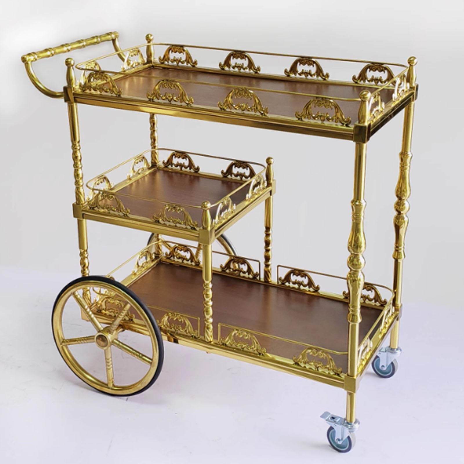 Carrello di Servizio per Vino in Acciaio Inox Portatile in Stile Europeo, Carrello per la Consegna di Cibo per Hotel, ristoranti, Hot Pot, Carrello di Servizio Commerciale Resistente con ruo