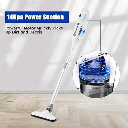 Miniatura 3 de Vacmaster - Aspiradora de mano 2 en 1 con cable, 14 Kpa de potencia de aspiración, ultraliviana, con filtro HEPA lavable para quitar pelos de