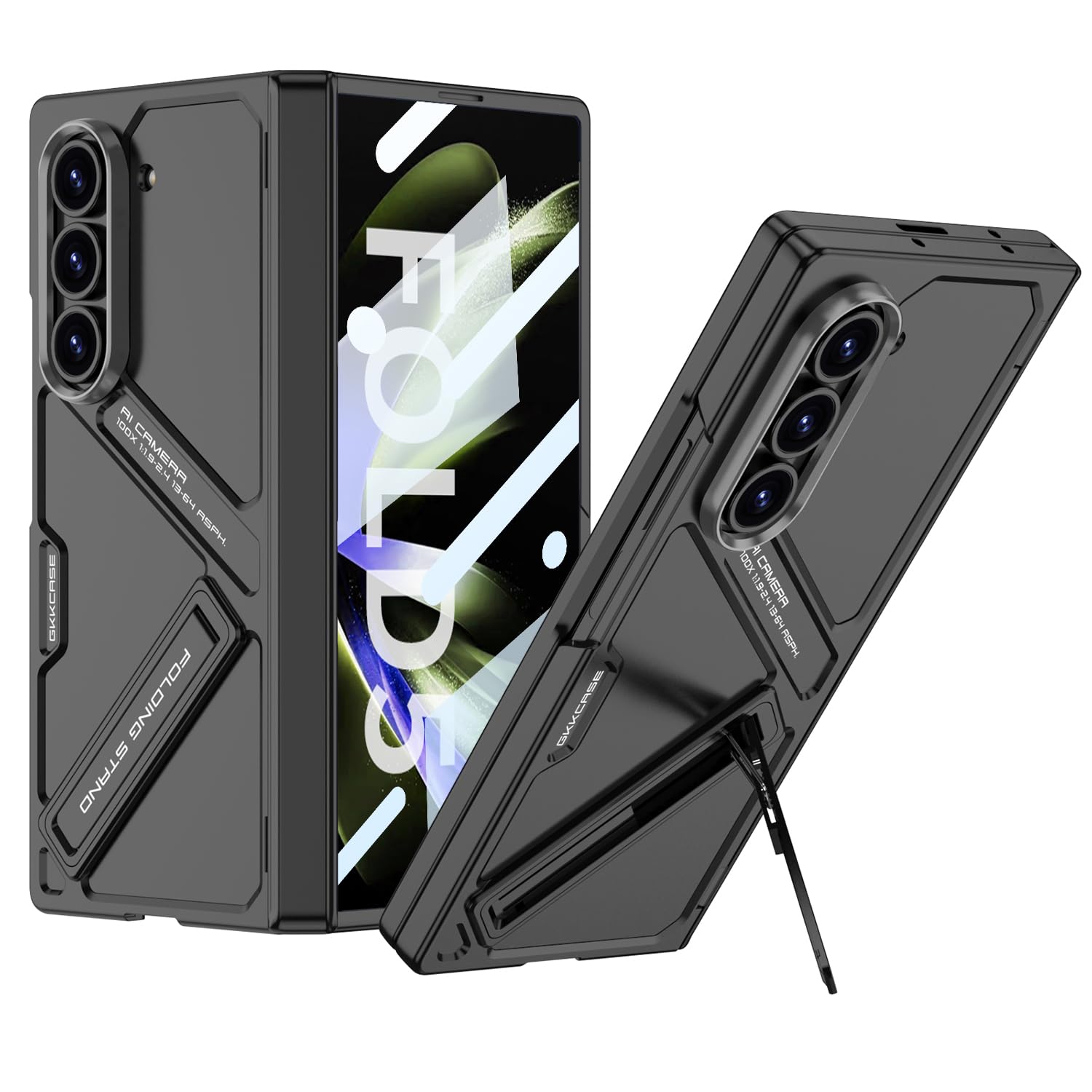 Photo 1 of Lunivop Cases Compatible with Samsung Galaxy Z Fold 7 Case with Built-in Screen Protector Kickstand Cover Hinge Protection Full-Body Rugged Heavy Duty Phone Cover for Galaxy Z Fold 7 (Black)