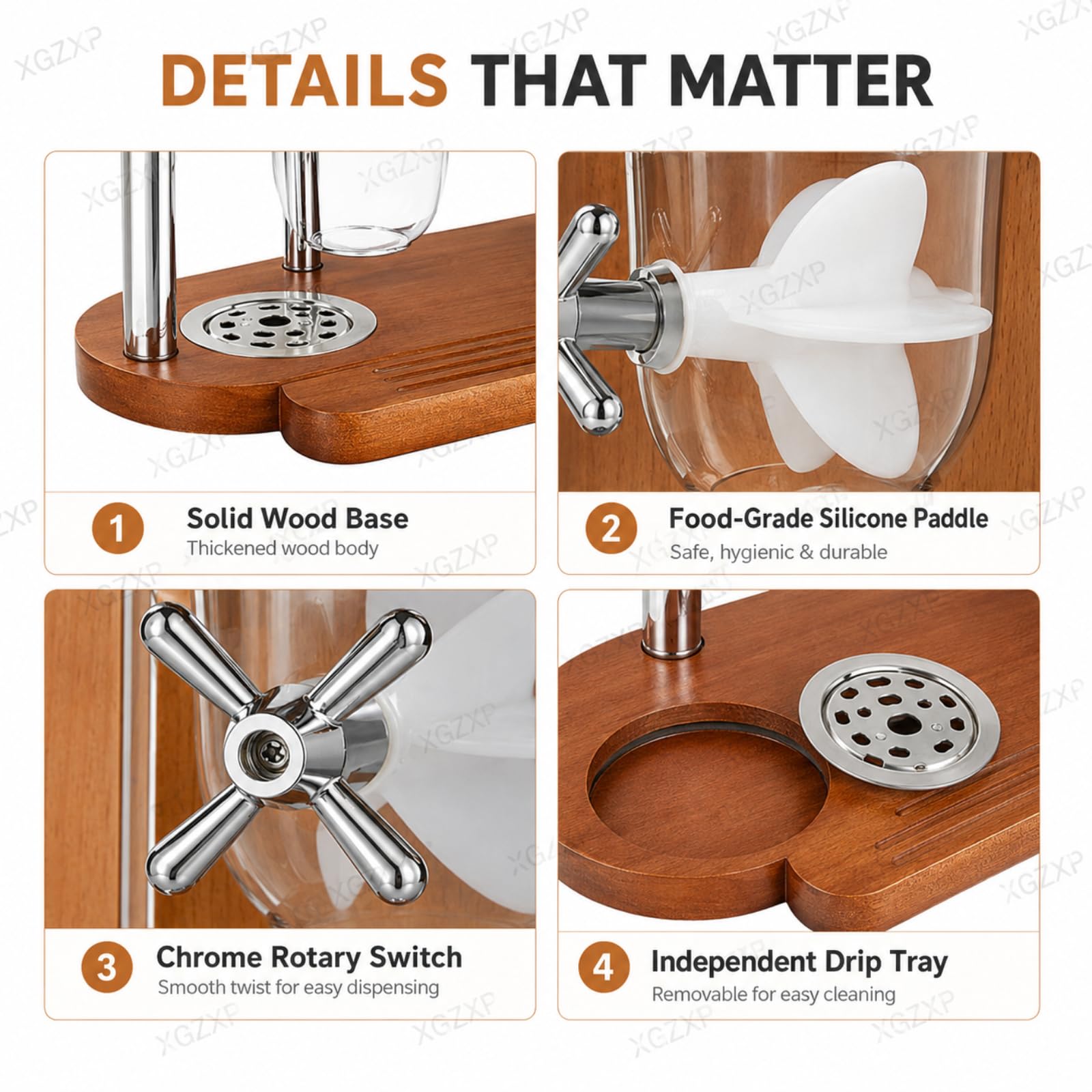 Dozownik płatków śniadaniowych, potrójny blat zbożowy, odporny na wilgoć i kurz, do płatków davoine, granoli, ryżu, orzechów i ziaren kawy