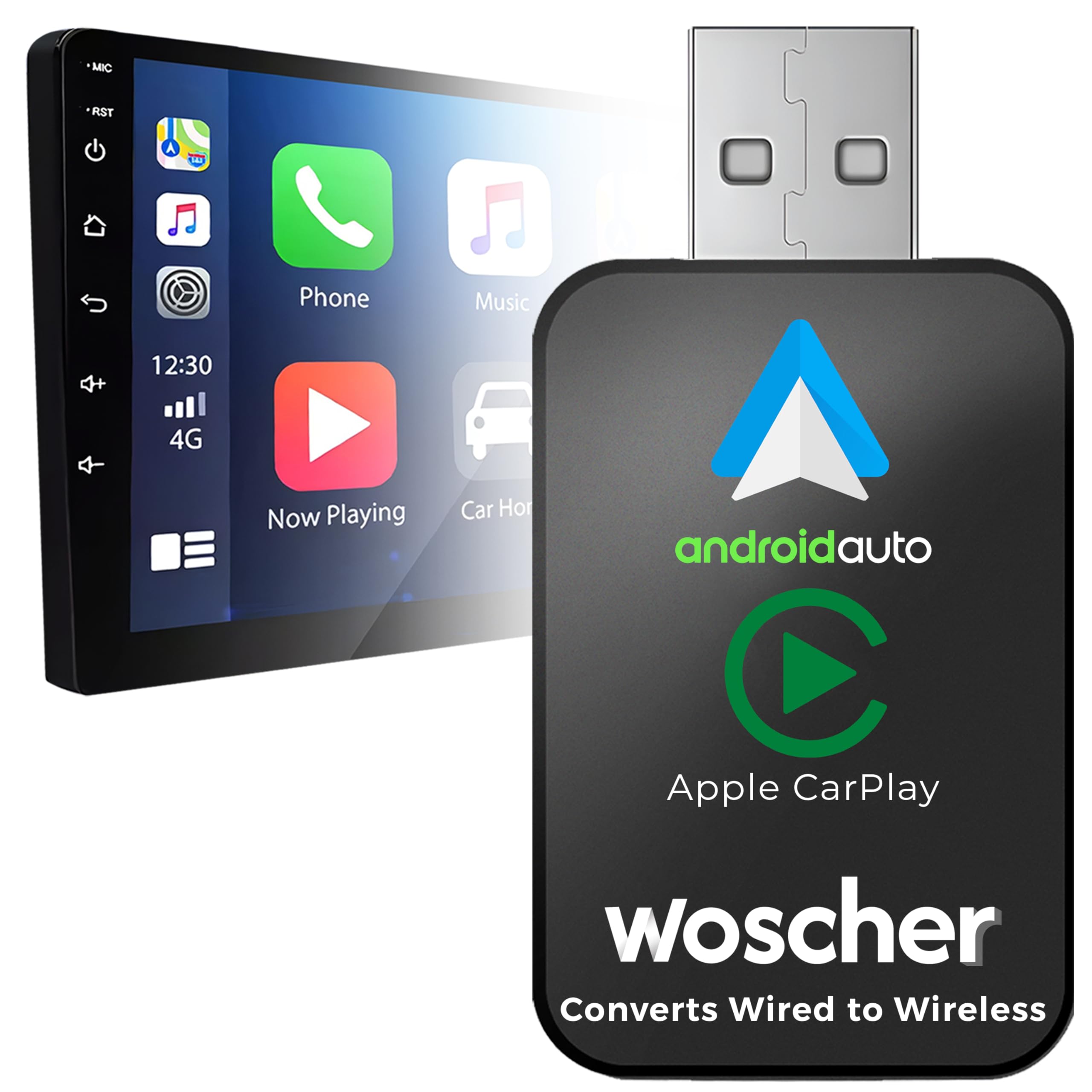 WOSCHER Wireless Carplay and Android Auto Adapter 2-in-1| Wireless CarPlay Dongle, Converts Wired to Wireless, Plug and Play Car Play Wireless Airlink Adapter, Compatible with iOS & Android-image-10