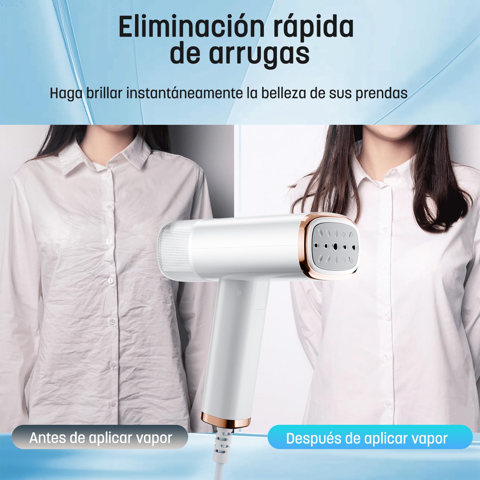 Plancha Vertical Vapor, Plancha Vapor Vertical Plegable y Portátil, Cepillo de Vapor de 1000W Vapor Rápido, Plancha para Varios Tejidos