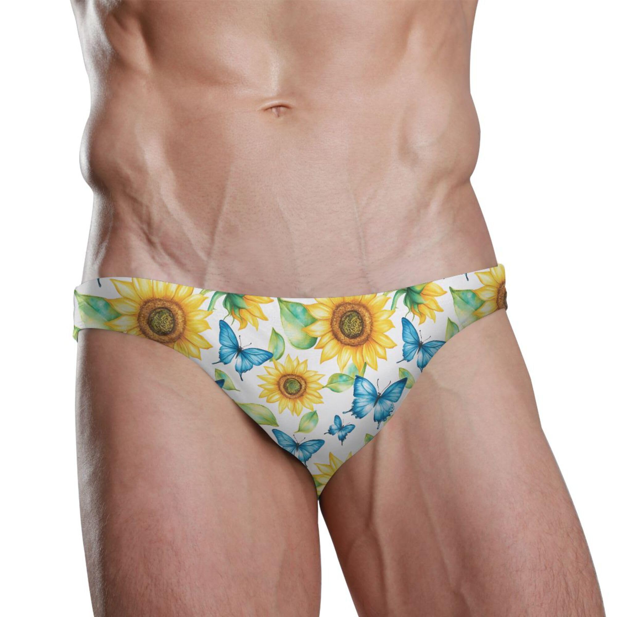 Sunflower Butterfly Swim Briefs for Men Swimsuit Bikini Swimwear S B0403530