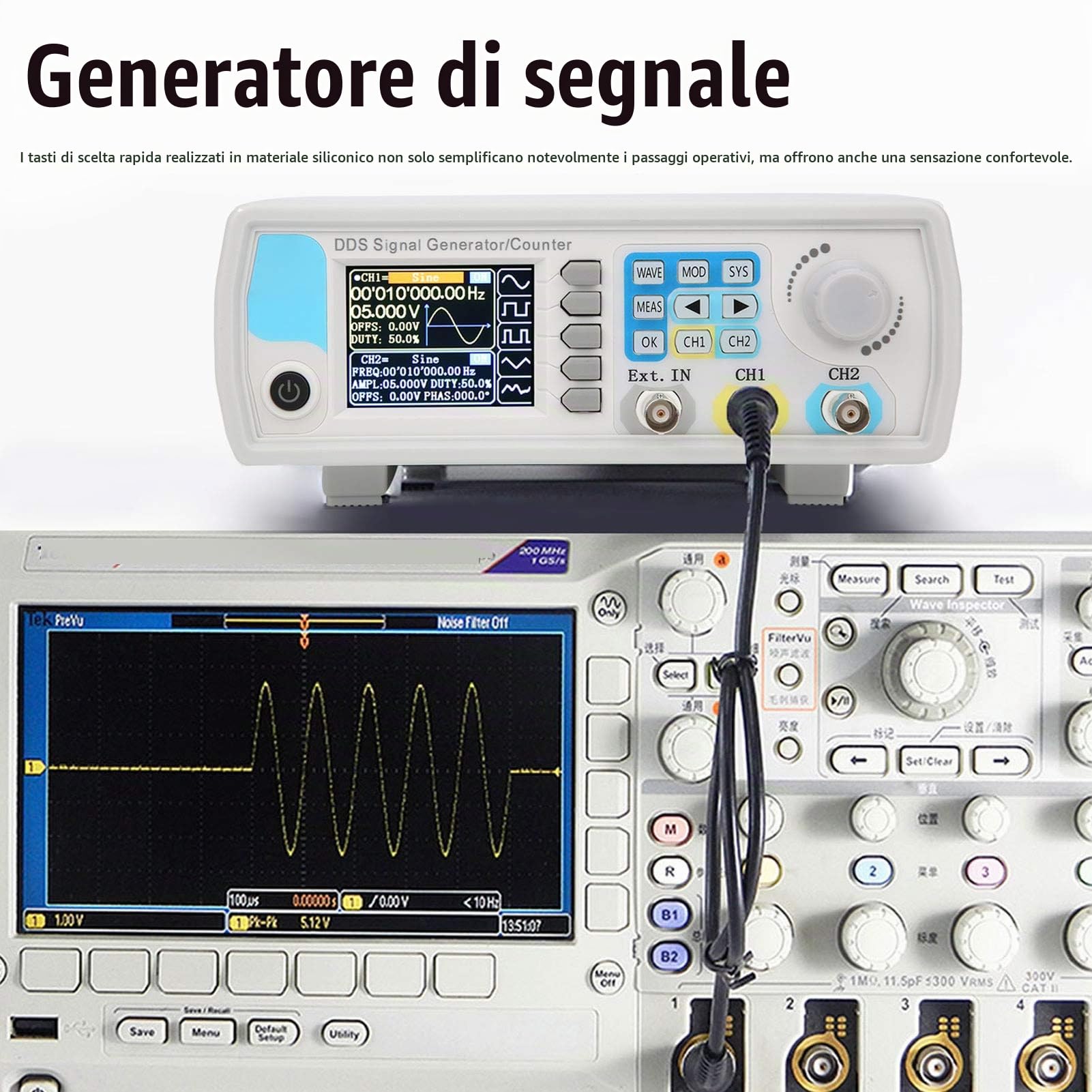 Generatore di segnale DDS a 2 canali AC100‑240V Misuratore di frequenza a forma d'onda arbitraria JDS6600‑40M(EU plug)