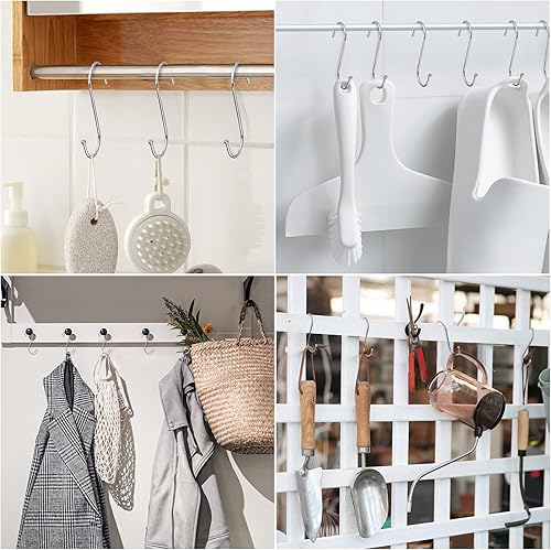 Miniatura 8 de RELBRO Ganchos en S, 30 ganchos de metal de 3.7 pulgadas en forma de S, ganchos resistentes en forma de S para ollas, sartenes, tazas, pantalones,
