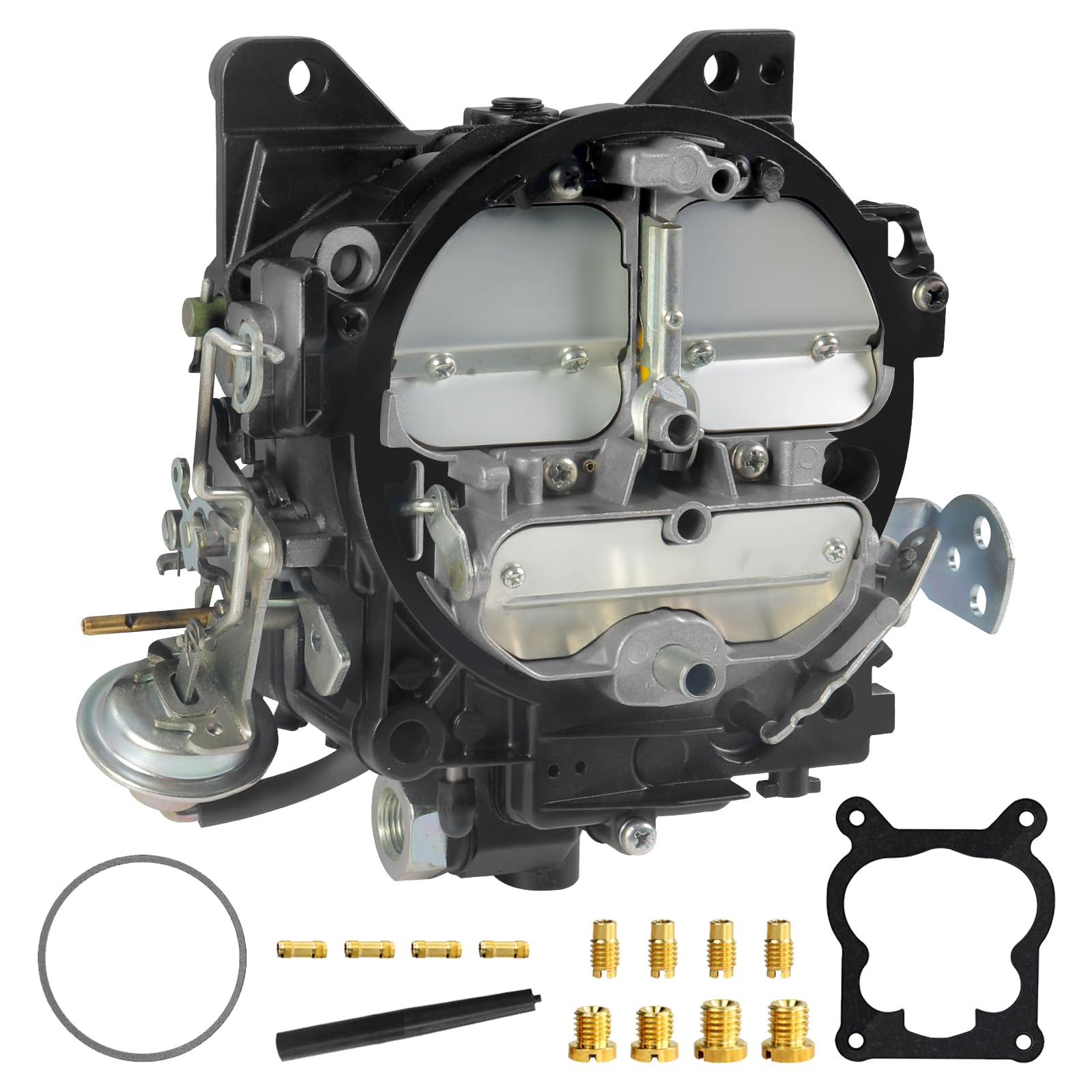 Carburador Rochester Quadrajet de 4 barriles para 1901R GMC Chevy Carb 1966-1973 350 327 427 Motores V8 de bloque grande y pequeño, 1901-GG 4BBL Carb 4MV con estrangulamiento manual desacoplado