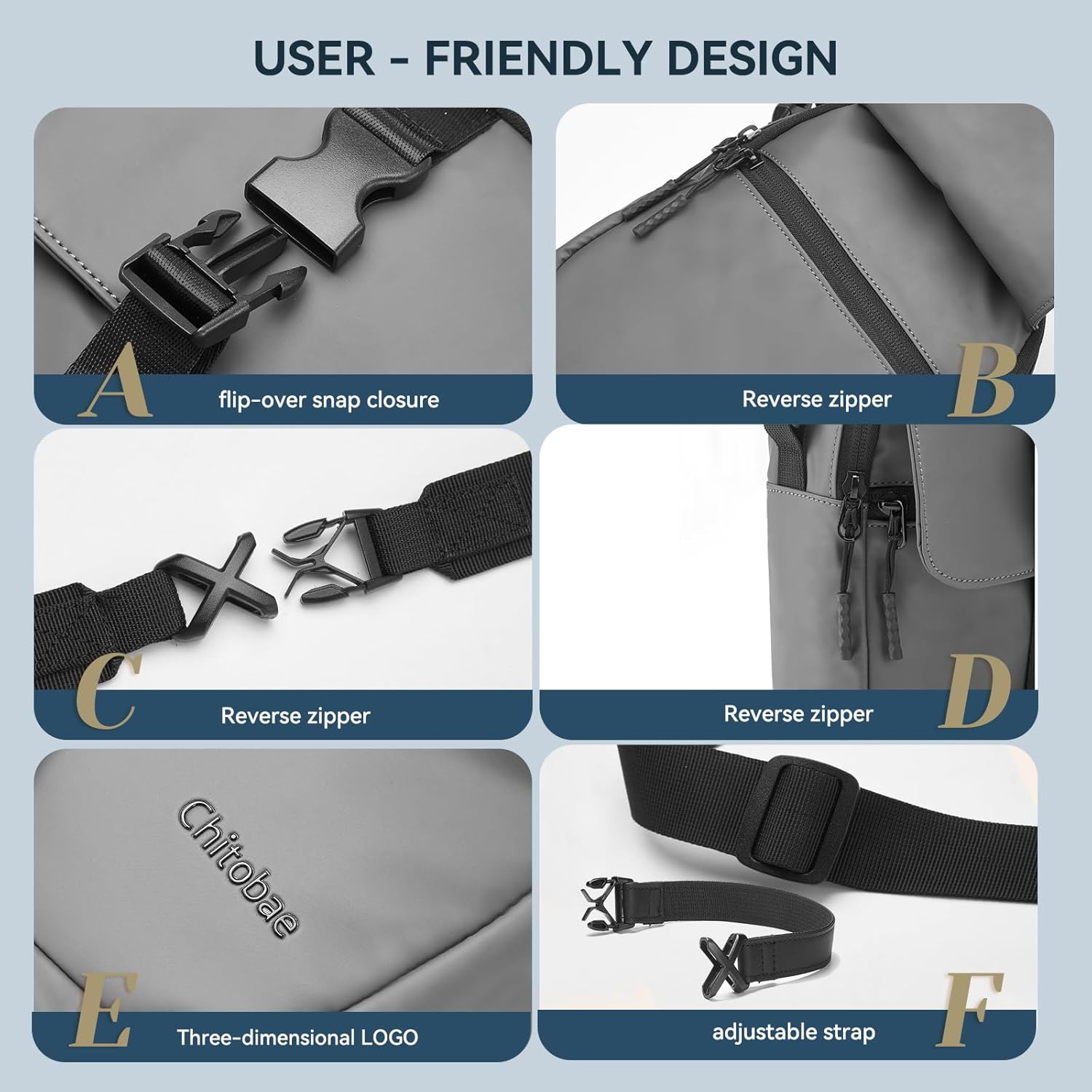 chitobae Lightweight Crossbody Bags for Women,Waterproof Anti-thief Handbags,Shoulder Purse for Travel Shopping - Image 6