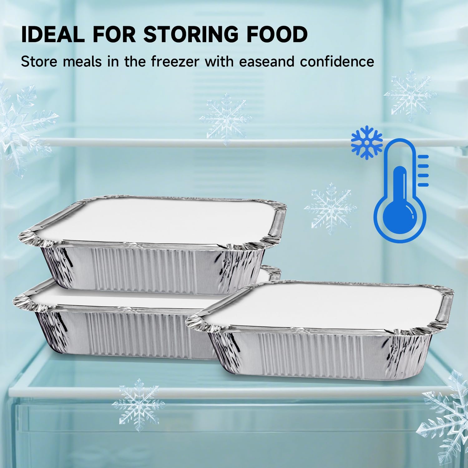 Sartenes de aluminio con tapas, paquete de 50 sartenes desechables de capacidad de 2.2 libras, sartenes de aluminio resistentes de 8.5 x 6 pulgadas con tapas para hornear pasteles, cocinar,