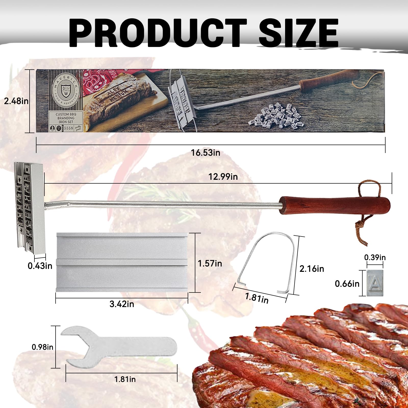 Brennstempel für Holz, Brandeisen für Holz mit Austauschbaren Buchstaben BBQ Grill Brandeisen Personalisiert zum Branding von Steaks, Burgern, Hühnchen, Fleisch