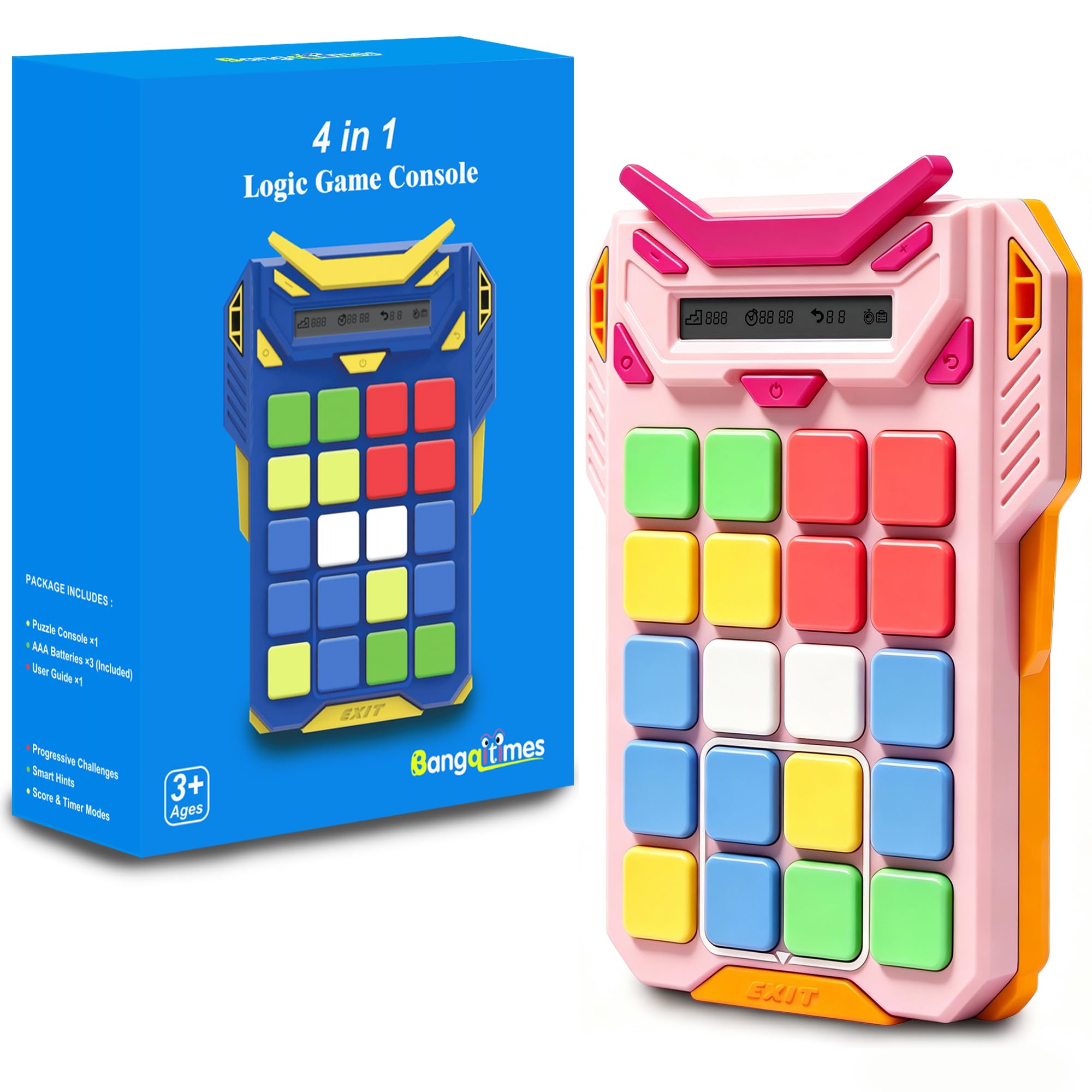 Slide Puzzle 4-in-1 Logic Game Console Whack a Mole Reaction Toy Kids 3+ | 500 Slide Puzz…
