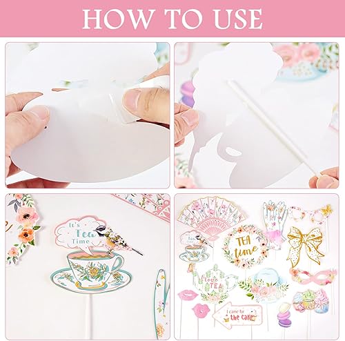 Miniatura 3 de SUNBEAUTY 14 piezas de decoración de fiesta de té, decoración de fiesta de té, suministros de fiesta de Alicia en el país de las maravillas, fiesta