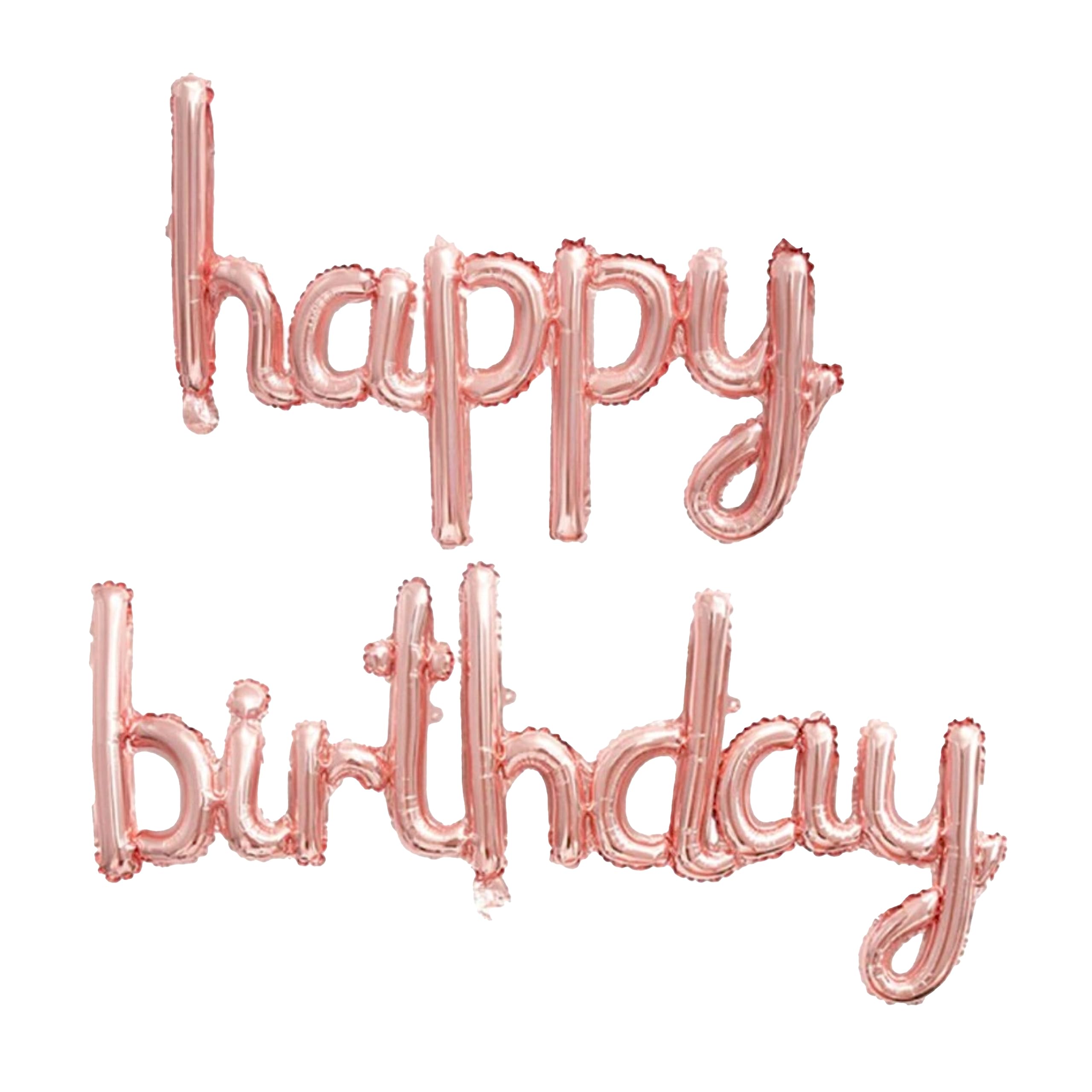 Just Party Cursive Happy Birthday Foil Balloon Banner For Boy Girl/Husband Wife/Mother Father, Rose Gold, Set Of 1