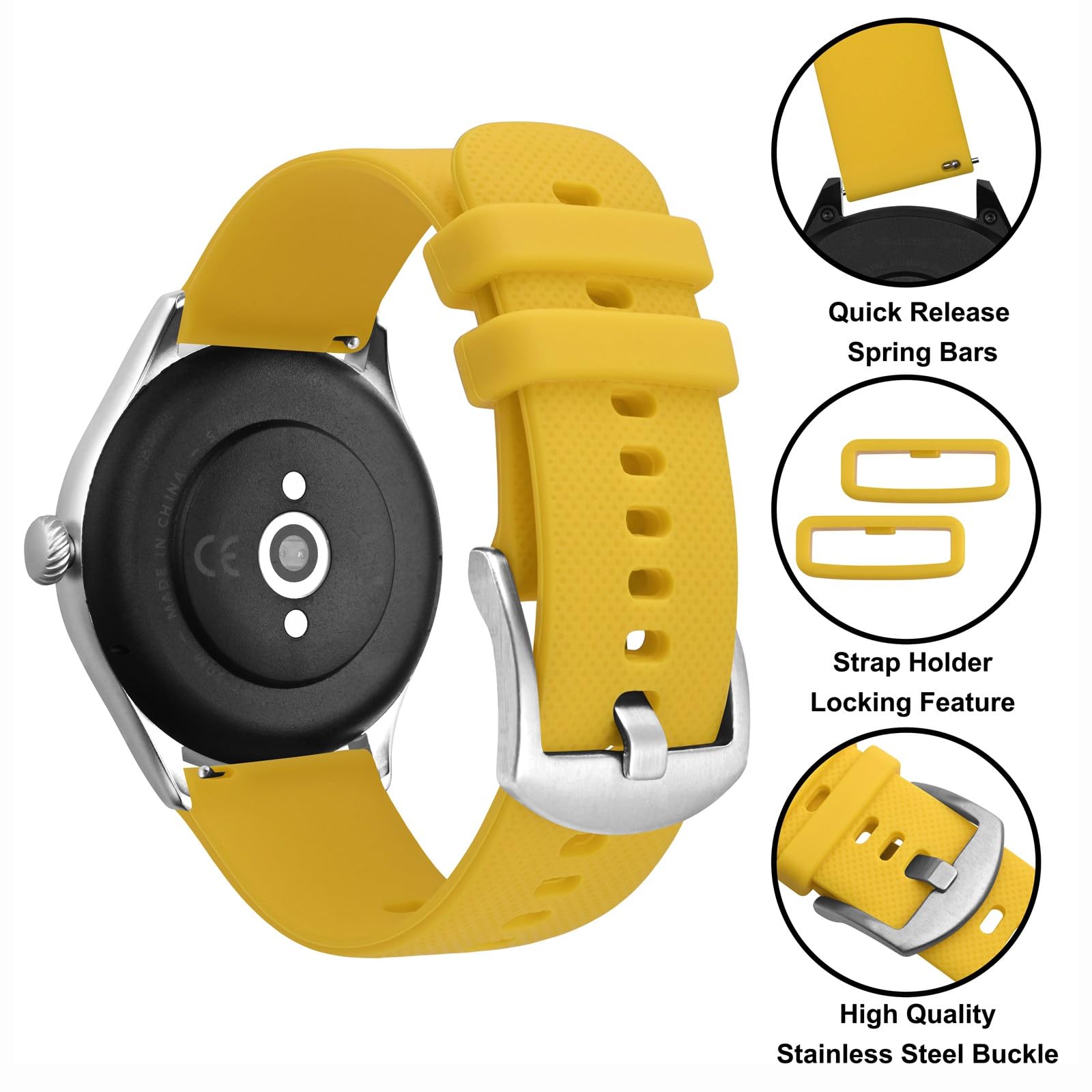 Anbeer Cinturini per Orologi in Silicone per Uomo Donna, Cinturini di Ricambio in Gomma a Sgancio Rapido, Larghezza 16mm 18mm 20mm 22mm 24mm 19mm 21mm