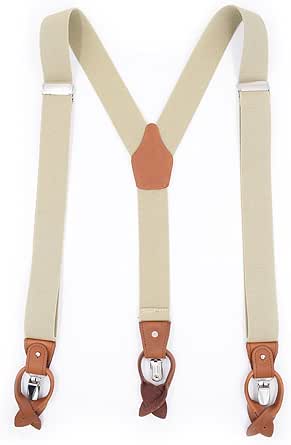 Moulen Men's Y-Back 1.4 Inches Wide Button End Elastic