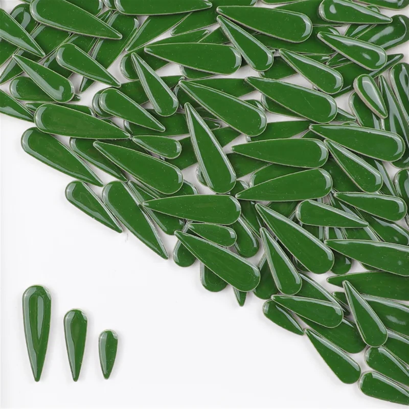 Mtadsbkfp Green Mixed Colour Stained Glass Mosaic Tiles, Ceramic Porcelain Mosaic Tiles Raindrops Shape Multicolor 100G 3.5Oz Diy(Green)