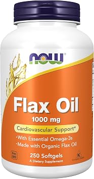 NOW Supplements, Flax Oil 1,000 mg, Cardiovascular Support*, 250 Softgels