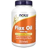 NOW Foods Supplements, Flax Oil 1,000 mg made with Organic Flax Oil, Cardiovascular Support*, 250 Softgels