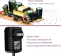 Vista 4 de Guitar Power Supply AC Wall Charger Adapter 9V DC 1A 1000mA Tip Negative 8 Way Daisy Chain Pedal Cables for Most Guitar Effect Pedals