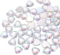 Vista 8 de MECCANIXITY 60 piezas de diamantes de imitación acrílicos de corazón de 0.59 pulgadas (0.591 in) con parte trasera plana, gemas de plástico