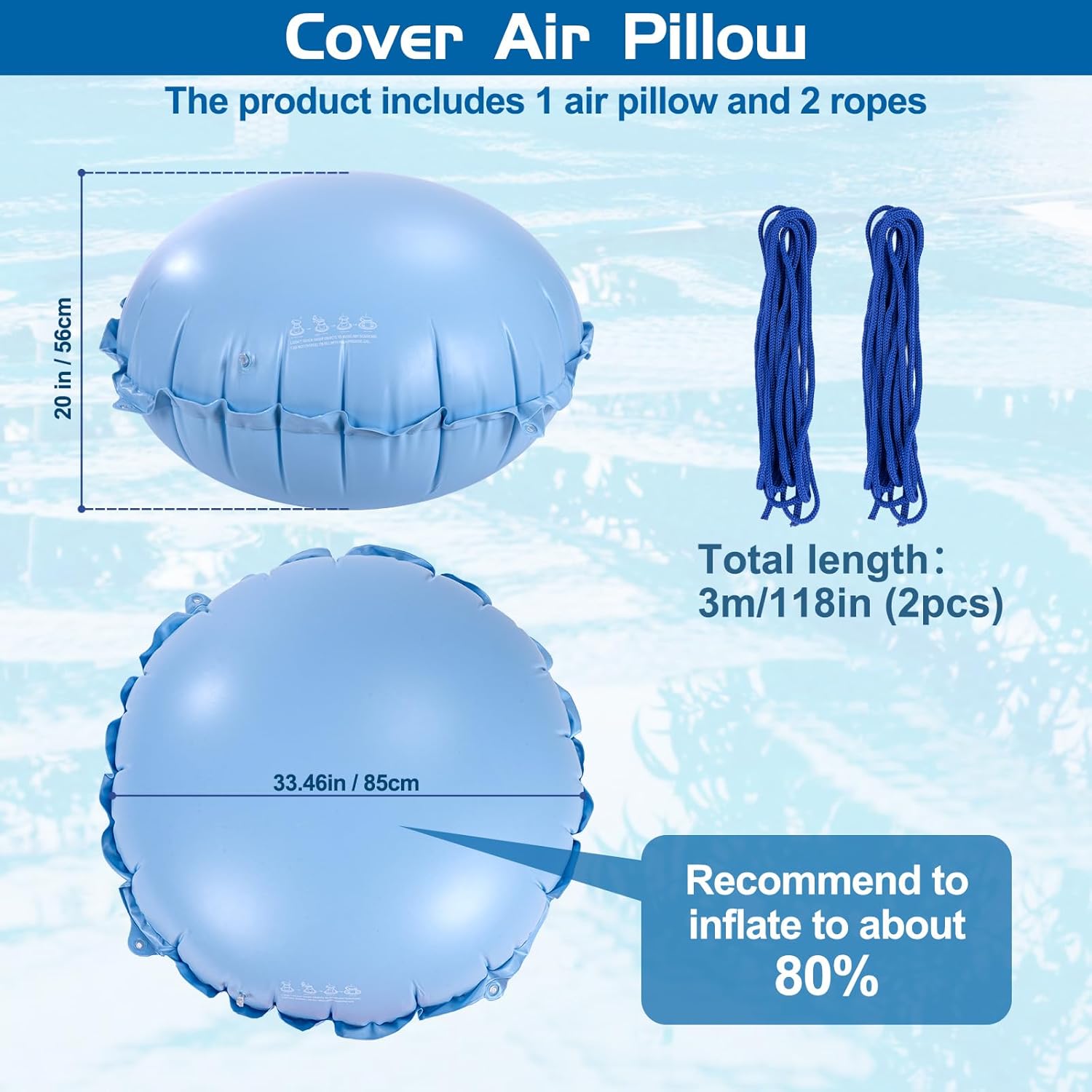 HOMEE Pool Air Pillow, 4Ft Winter Swimming Pool Closing Winterizing Kit with Ropes, Prevents Cover Sagging, Water Logging, Protects Your Pool from Winter Damage