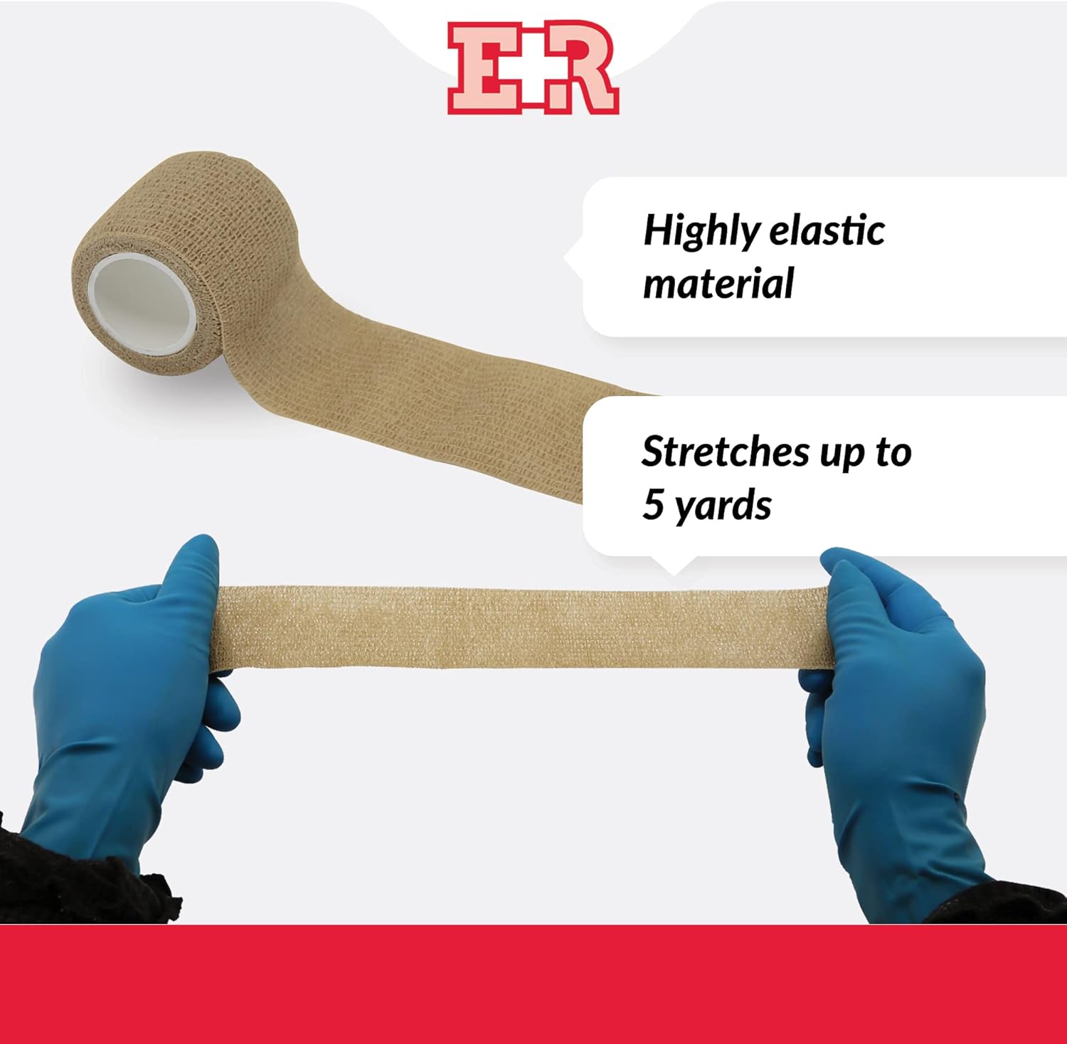 Ever Ready First Aid Self Adherent Cohesive Wrap Bandages, 2” x 5 Yards for First Aid, Sprains, Swelling, Sports, Pets, Tan – 36 Count - Image 5